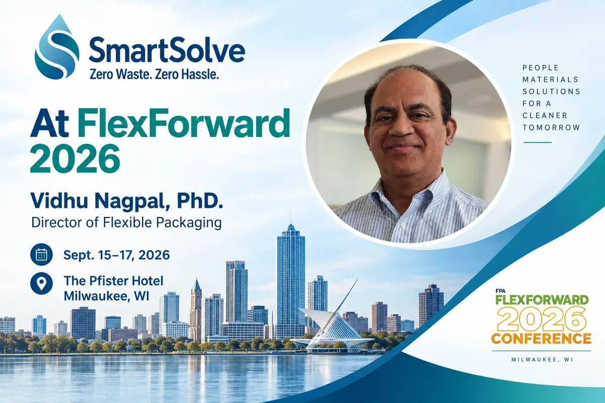 Vidhu Nagpal, PhD, SmartSolve Director of Flexible Packaging, at FPA FlexForward 2026 in Milwaukee